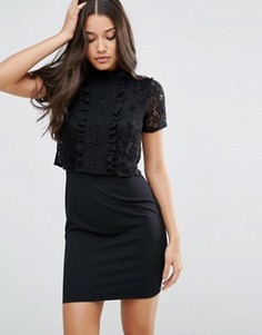 Платье мини с кружевным топом ASOS - Черный