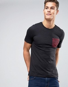 Футболка с леопардовым принтом на кармане Jack and Jones - Черный