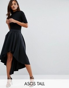 Юбка миди для выпускного асимметричной длины ASOS TALL - Черный