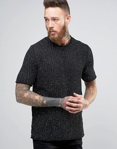Фактурная трикотажная футболка из пряжи металлик ASOS - Черный