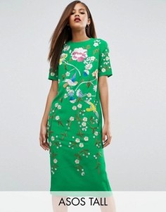 Цельнокройное платье с вышивкой ASOS TALL - Мульти
