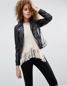 Кожаная байкерская куртка с молниями ASOS Ultimate - Черный
