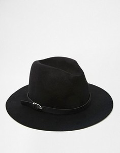 Черная фетровая шляпа 7X - Черный