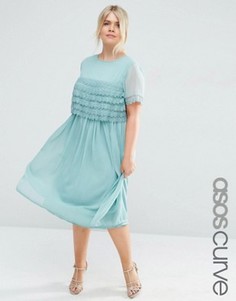 Платье миди для выпускного ASOS CURVE SALON - Зеленый
