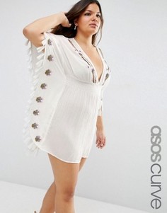 Пляжная туника с отделкой ASOS CURVE - Белый