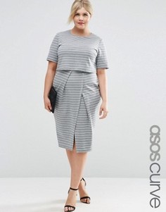 Двуслойное платье в полоску ASOS CURVE - Мульти