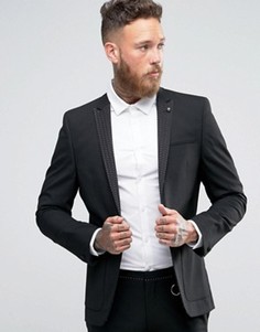 Супероблегающий пиджак с лацканами в горошек ASOS - Черный