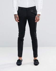 Супероблегающие брюки с отделкой в горошек ASOS - Черный