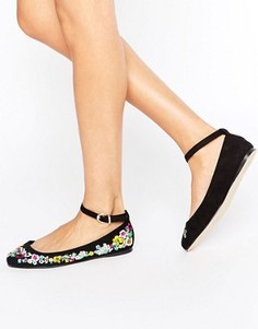 Балетки с вышивкой ASOS LILO - Черный