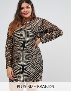Платье с узором из пайеток Club L Plus - Золотой
