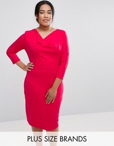 Платье с драпированным воротом Goddiva Plus - Розовый