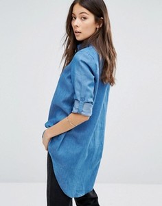 Джинсовая рубашка с удлиненным краем Unique 21 - Синий