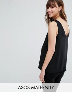 Топ для беременных с V-образным вырезом спереди и сзади ASOS Maternity - Черный