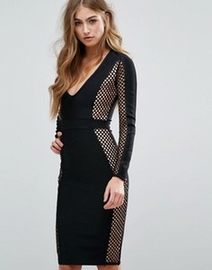 Платье миди с сетчатыми вставками Missguided Peace + Love - Черный
