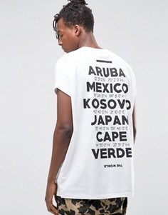 Длинная свободная футболка с принтом на спине ASOS - Белый