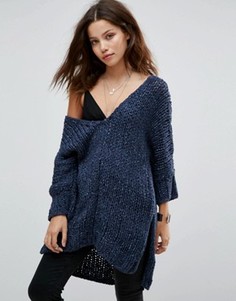 Джемпер с V-образным вырезом Free People Georgia - Темно-синий