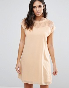 Удлиненное платье с кружевной кокеткой Vero Moda - Кремовый