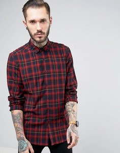 Красная рубашка классического кроя из вискозы в клетку ASOS - Красный
