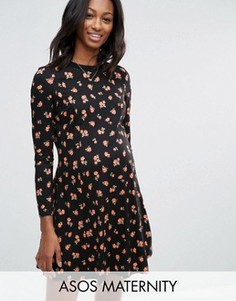 Короткое приталенное платье для беременных с принтом ASOS Maternity - Мульти
