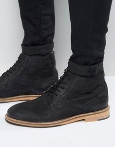 Черные кожаные ботинки-броги Frank Wright - Черный
