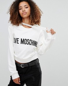 Свитшот с логотипом и цепочкой Love Moschino - Белый