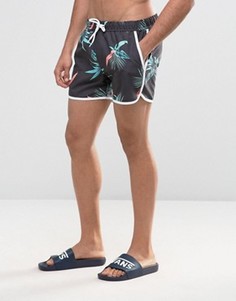 Короткие шорты для плавания с цветочным принтом ASOS - Черный
