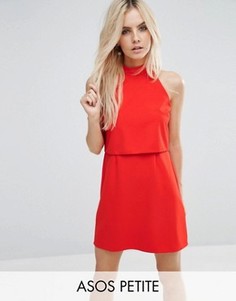 Платье мини с укороченным топом и высоким воротом ASOS PETITE - Красный