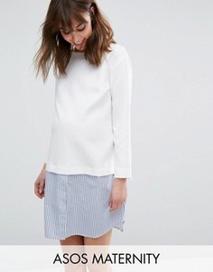 Цельнокройное платье в полоску 2 в 1 для беременных ASOS Maternity - Белый