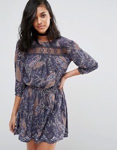 Платье с заниженной талией и кружевной вставкой Vero Moda Karin - Синий