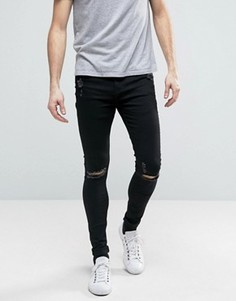 Обтягивающие джинсы скинни с потертостями Brooklyn Supply Co - Черный
