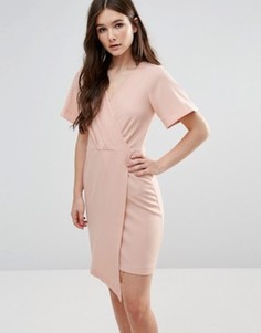 Платье с запахом и короткими рукавами Closet - Розовый