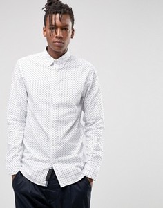 Рубашка узкого кроя с воротником на пуговицах и мелким принтом Produkt - Белый