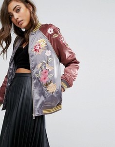 Атласная куртка‑пилот с вышивкой Miss Selfridge - Мульти