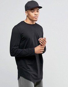 Черный длинный свободный лонгслив с асимметричной кромкой ASOS - Черный