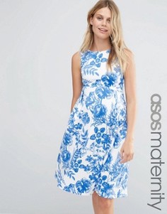 Платье миди для беременных с цветочным принтом ASOS Maternity - Мульти