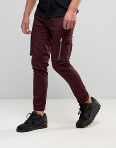 Бордовые супероблегающие брюки ASOS - Красный