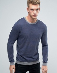 Джемпер с круглым вырезом и контрастной кромкой ASOS - Темно-синий