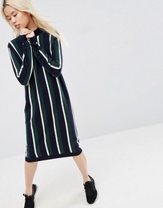 Платье миди в полоску с добавлением кашемира ASOS WHITE - Мульти