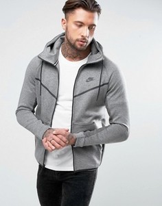 Серое флисовое худи с контрастным капюшоном Nike 836422-010 - Серый