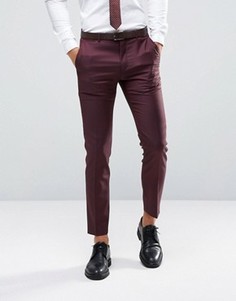 Зауженные брюки темно-ягодного цвета из 100% шерсти ASOS - Фиолетовый