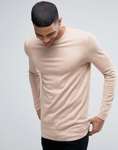 Длинный джемпер с круглым вырезом ASOS - Бежевый