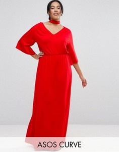 Платье макси с широкими рукавами ASOS CURVE - Красный