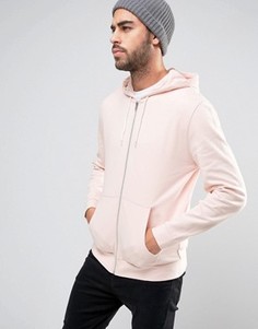 Розовое худи на молнии ASOS - Розовый