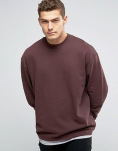 Бордовый oversize-свитшот с эффектом футболки по нижнему краю ASOS - Красный