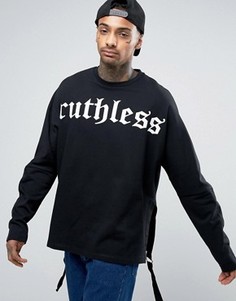 Oversize-свитшот с принтом и лентами ASOS - Черный
