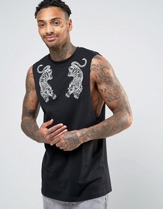 Oversize-футболка без рукавов с вышивкой ASOS - Черный