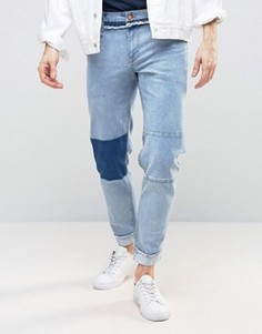 Винтажные укороченные джинсы стретч узкого кроя ASOS - Синий