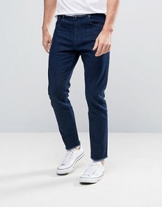 Синие укороченные джинсы слим с необработанными краями ASOS - Синий
