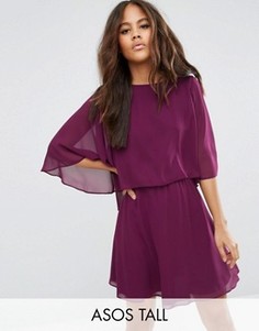 Короткое приталенное платье с кроп-кейпом ASOS TALL - Красный