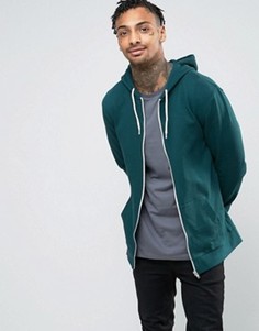 Зеленое удлиненное худи на молнии ASOS - Зеленый